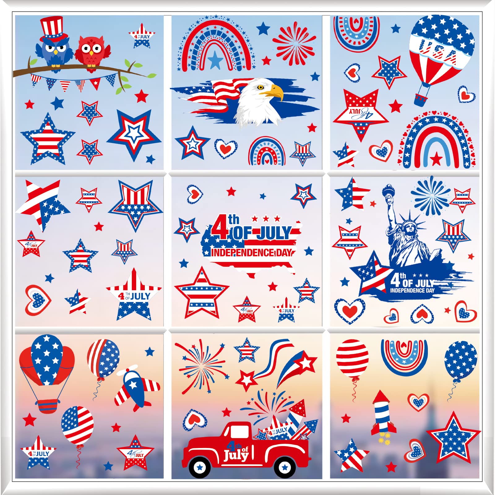 Custom Window Clings Supplier - 4th of July Patriotic Window Decals Reusable
