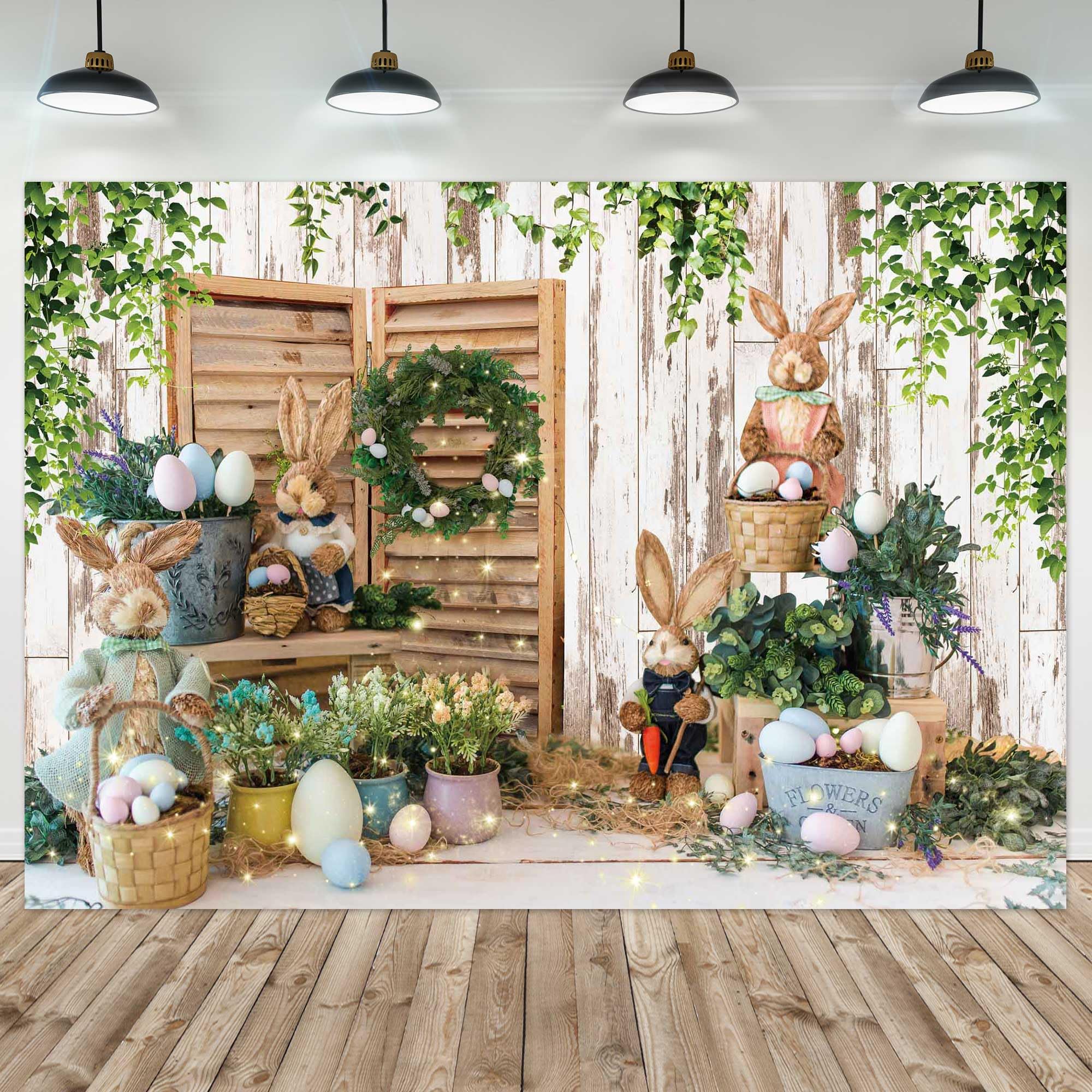 Photography Backdrop Manufacturer - Easter Rabbit Eggs Spring Photo Background