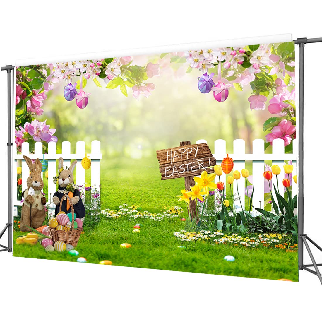 Custom Photo Backdrop Supplier - Easter Spring Garden Photography Vinyl Backdrop - Image 4