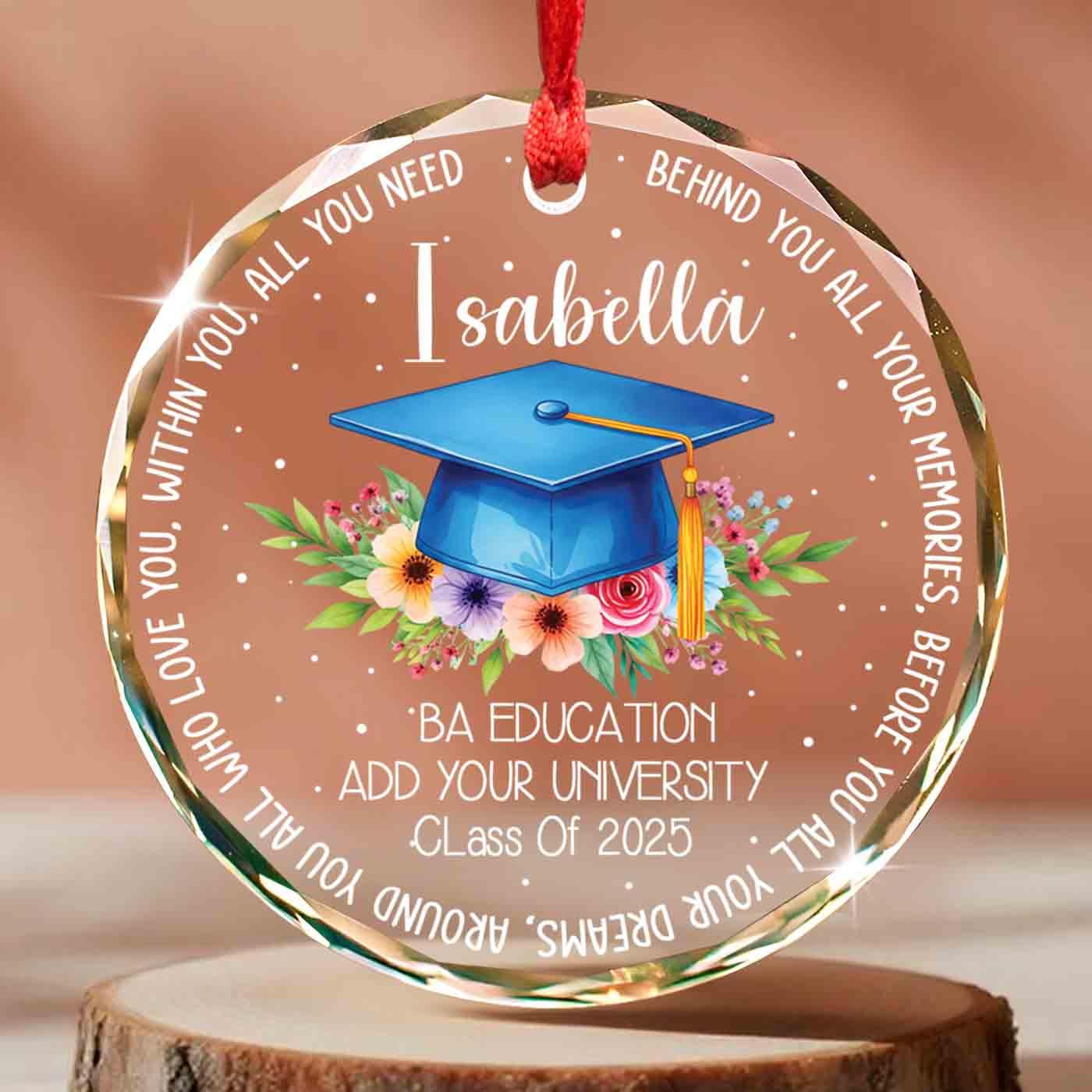 Custom Graduation Ornament Wholesale - Personalized Crystal Glass Keepsake for 2026 Female Graduates - Image 3