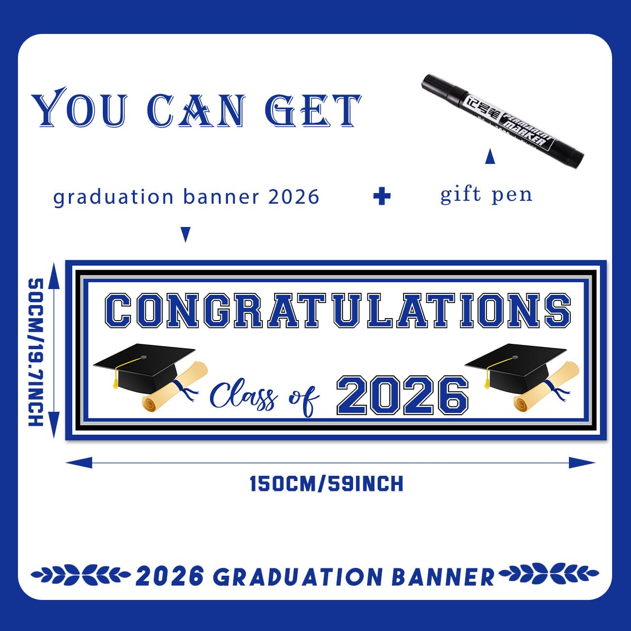 OEM Custom Graduation Yard Sign Banner with Marker Pen for Class of 2026 Celebrations - Image 2