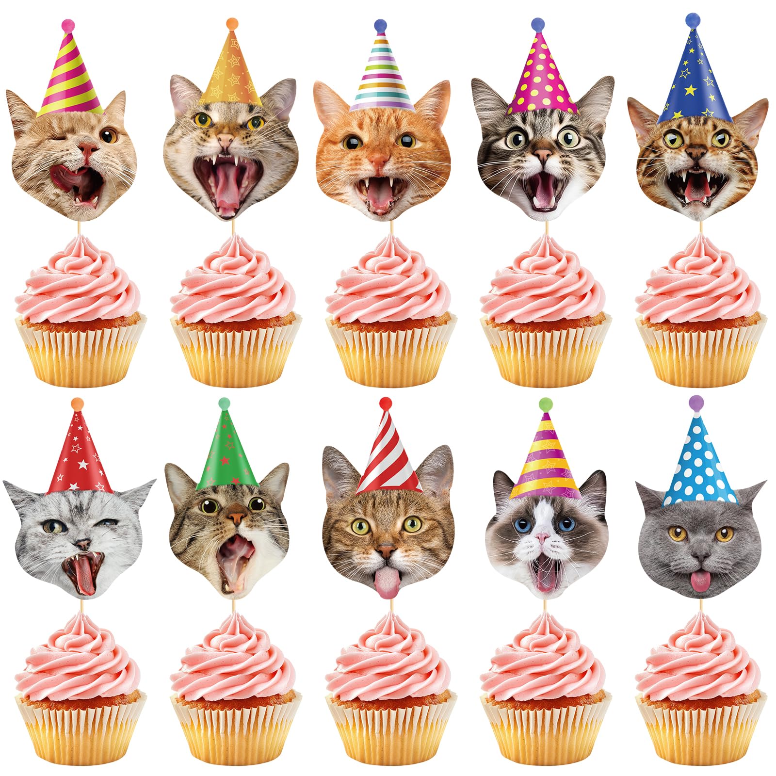 Cupcake Toppers Wholesale Manufacturer - Funny Animal Party Hat Cake Decorations