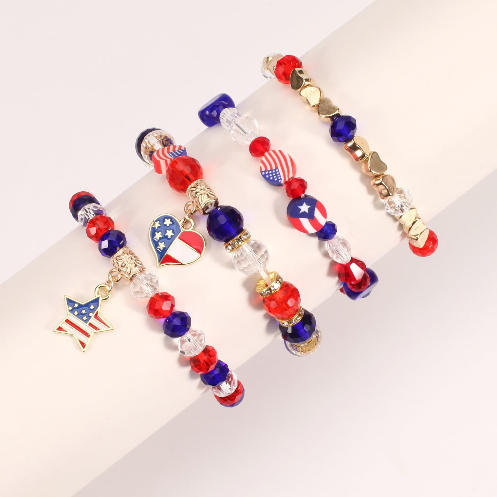 Jewelry Wholesale Manufacturer - Patriotic Heishi Stackable Bracelets