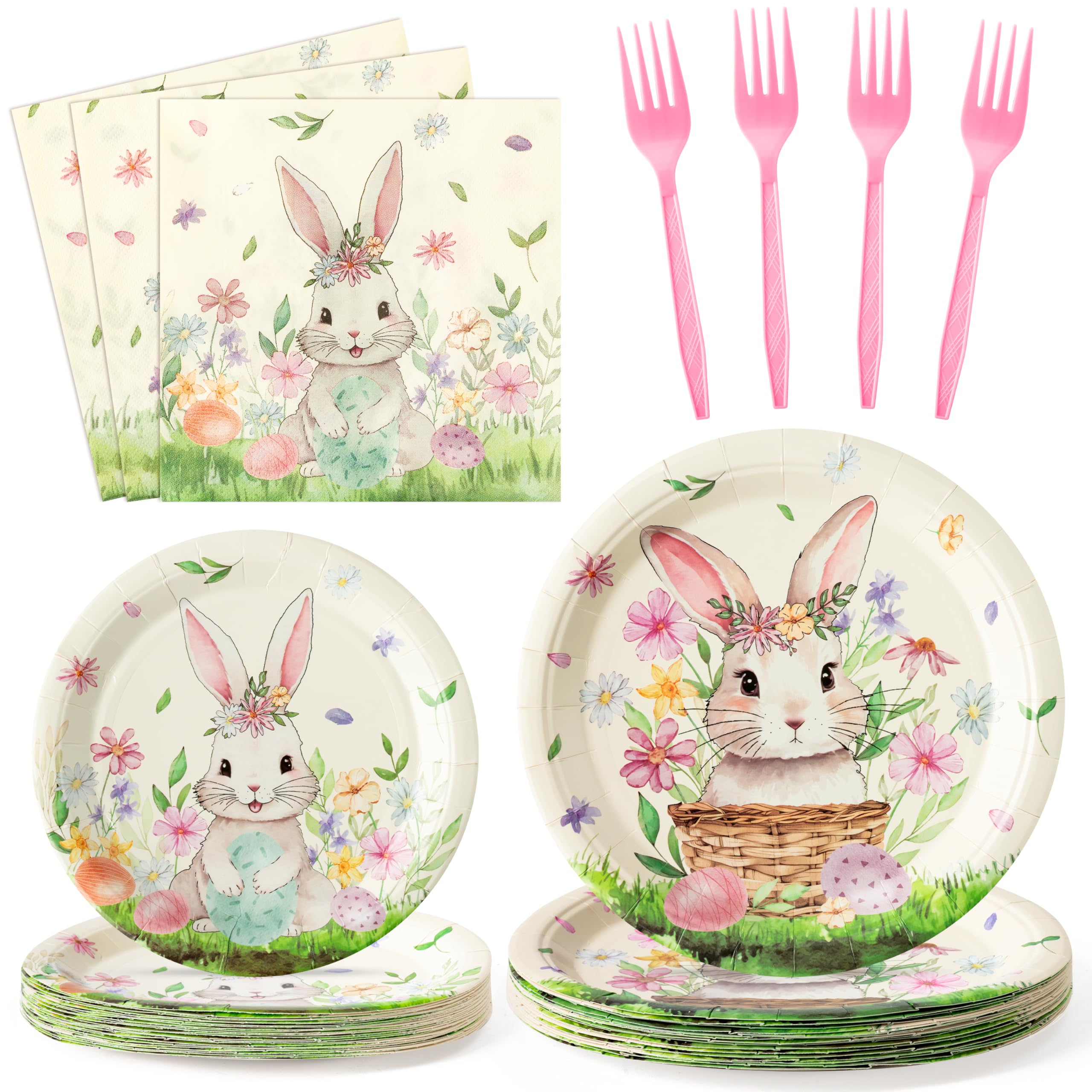 Custom Disposable Plates Supplier - Easter Bunny Party Tableware Set