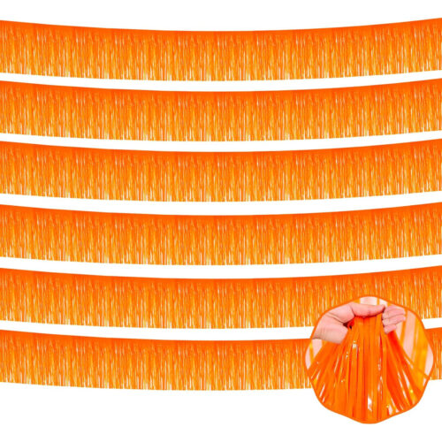 This orange metallic tinsel curtain is made of soft shiny PET, adjustable length, perfect for parties, weddings and festivals, with vibrant color and graceful drape creating dreamy ambiance. We can customize colors, lengths, widths and packaging per your needs, supporting small batch MOQ and fast delivery for personalized decoration solutions for your brand or events.