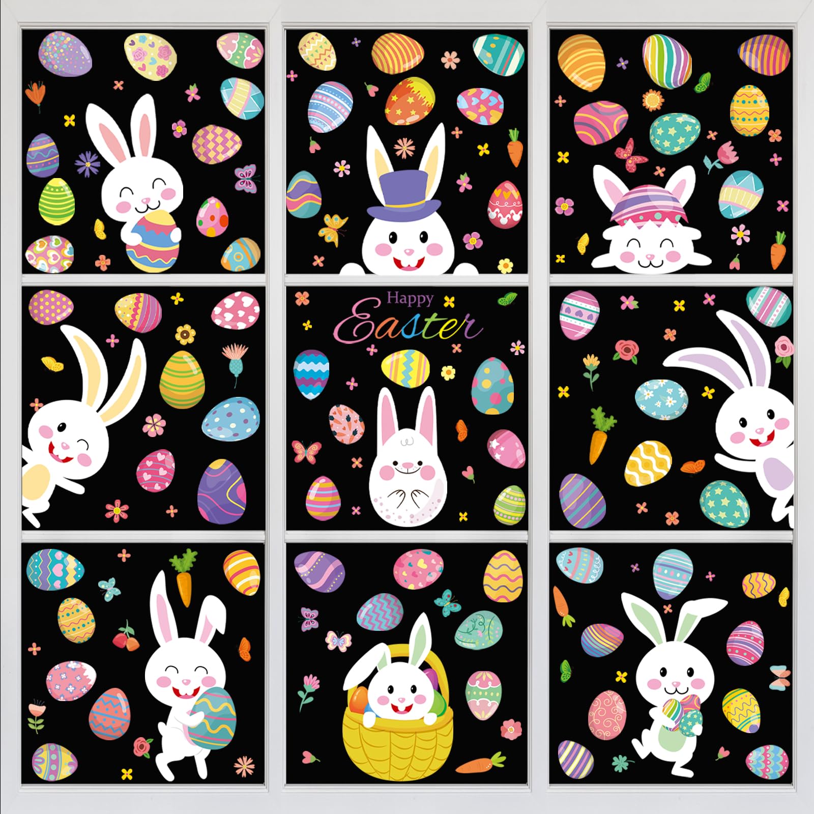 Custom Window Clings Supplier - Easter Bunny Egg Static Decorations