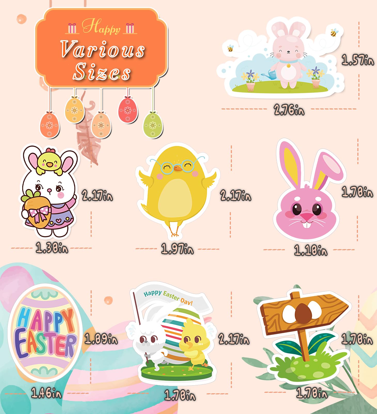 Sticker Factory - Waterproof Easter Bunny & Egg Stickers for Kids Crafts - Image 2