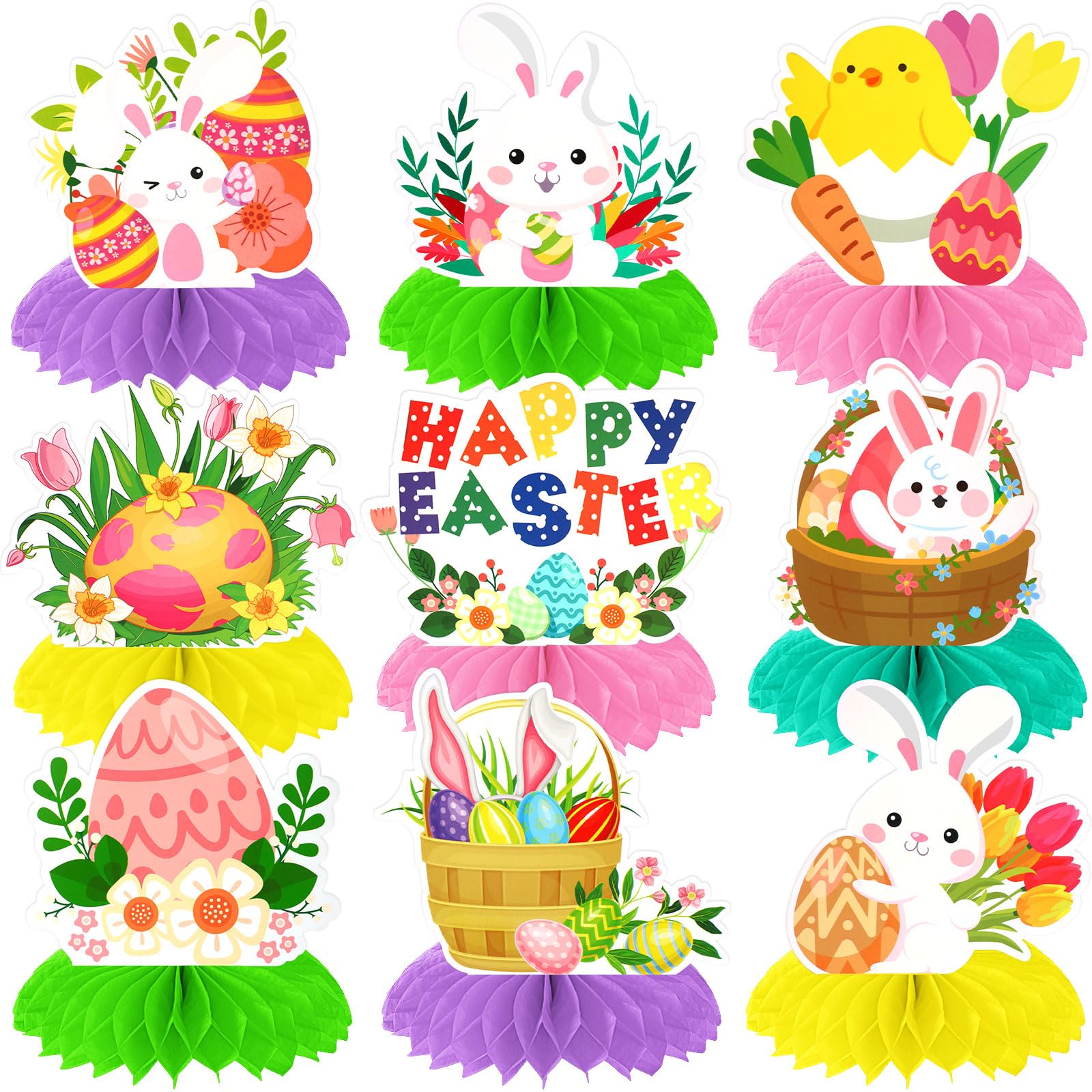 Honeycomb Decorations Manufacturer - Easter Bunny Egg 3D Table Centerpieces