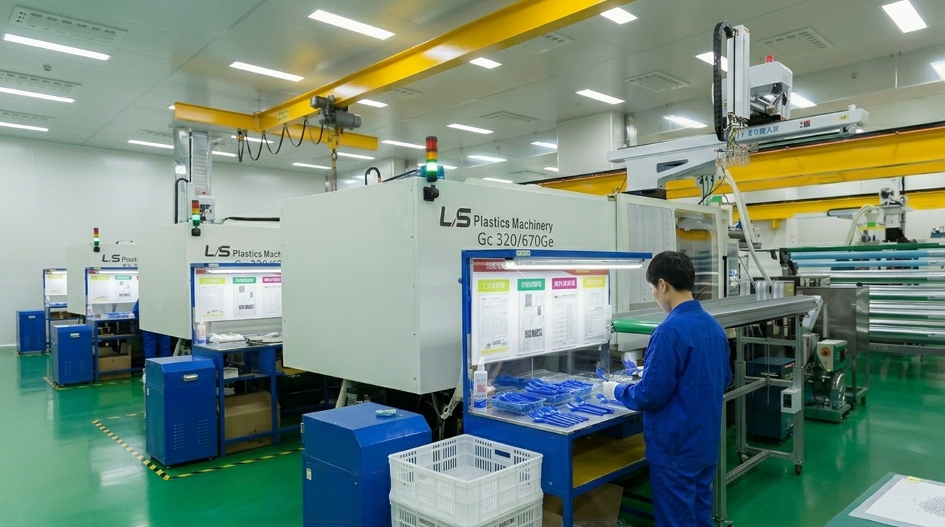 This is our injection molding operation where specialists monitor the production of durable plastic forks, maintaining precise dimensions and material consistency to support reliable wholesale performance and low defect rates.