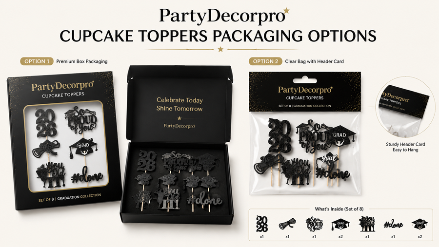 Graduation Cupcake Toppers Custom Packaging Options