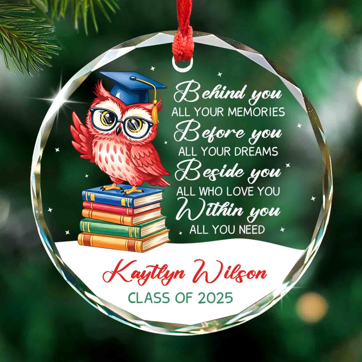 Custom Graduation Ornament Wholesale - Personalized Crystal Glass Keepsake for 2026 Female Graduates - Image 4