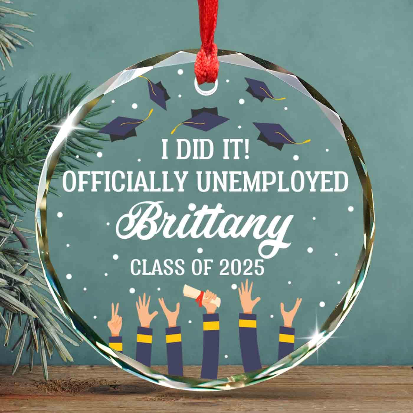 Custom Graduation Ornament Wholesale - Personalized Crystal Glass Keepsake for 2026 Female Graduates - Image 5