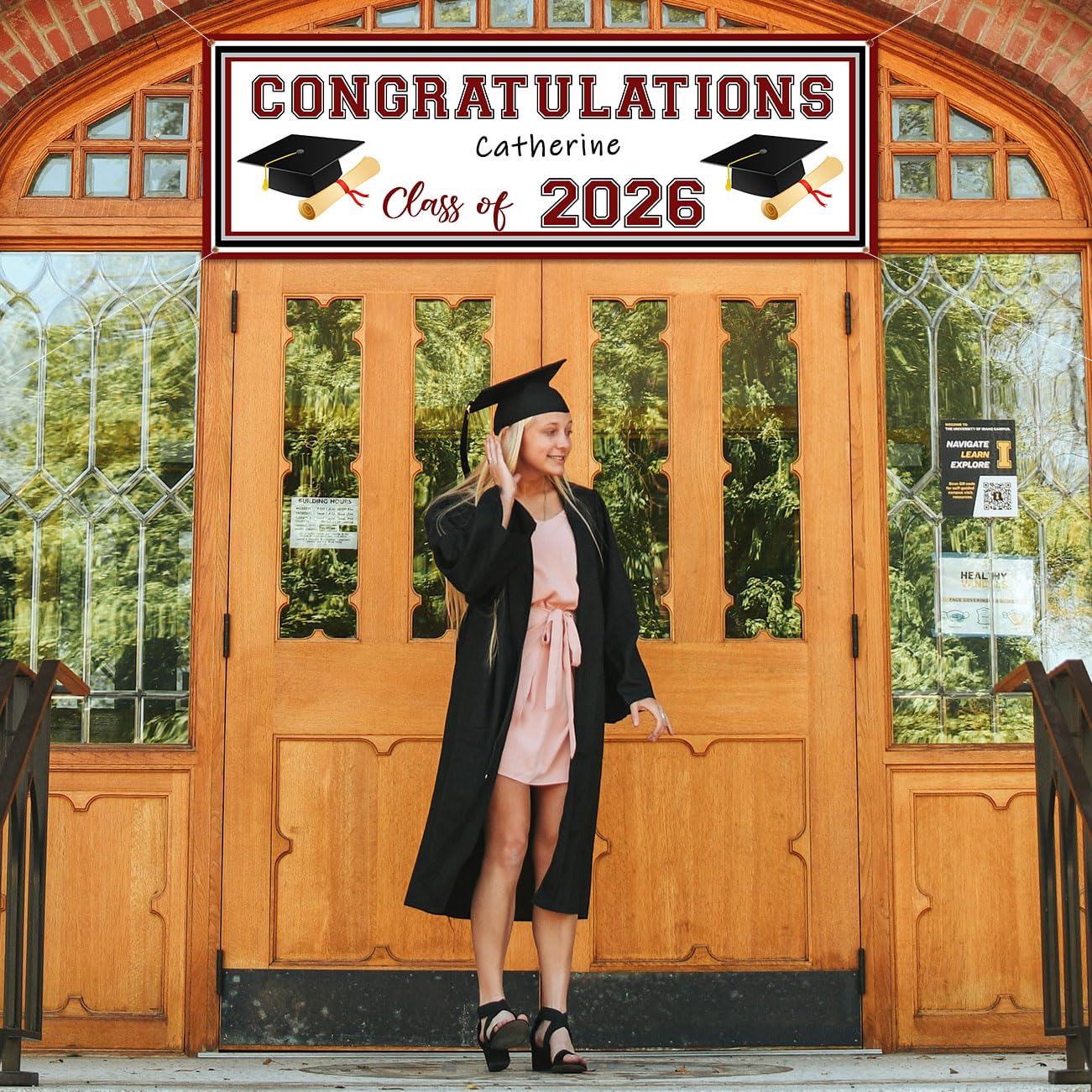 OEM Custom Graduation Yard Sign Banner with Marker Pen for Class of 2026 Celebrations - Image 8