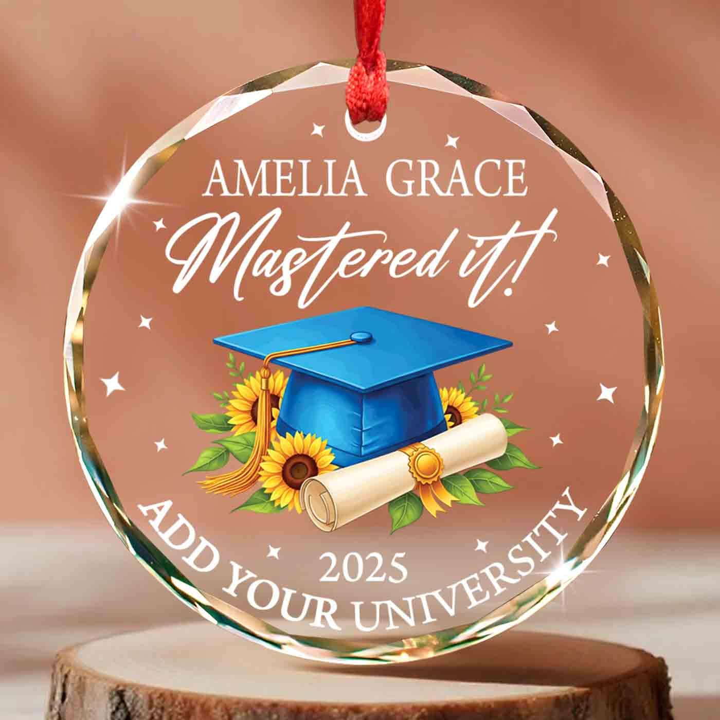 Custom Graduation Ornament Wholesale - Personalized Crystal Glass Keepsake for 2026 Female Graduates - Image 7