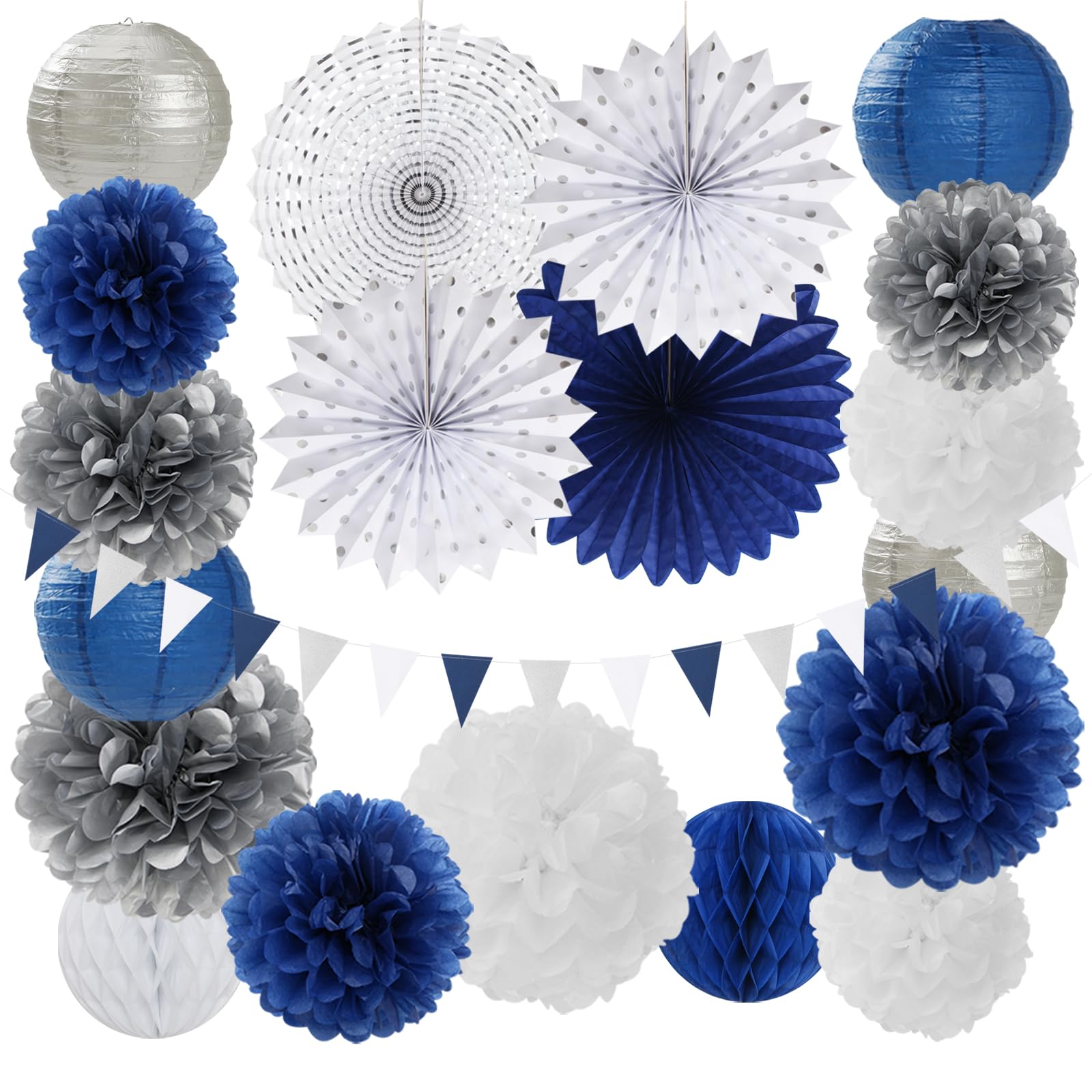 Honeycomb Balls Manufacturer OEM Graduation Party Decorations Kit - 20pcs Navy White Gold