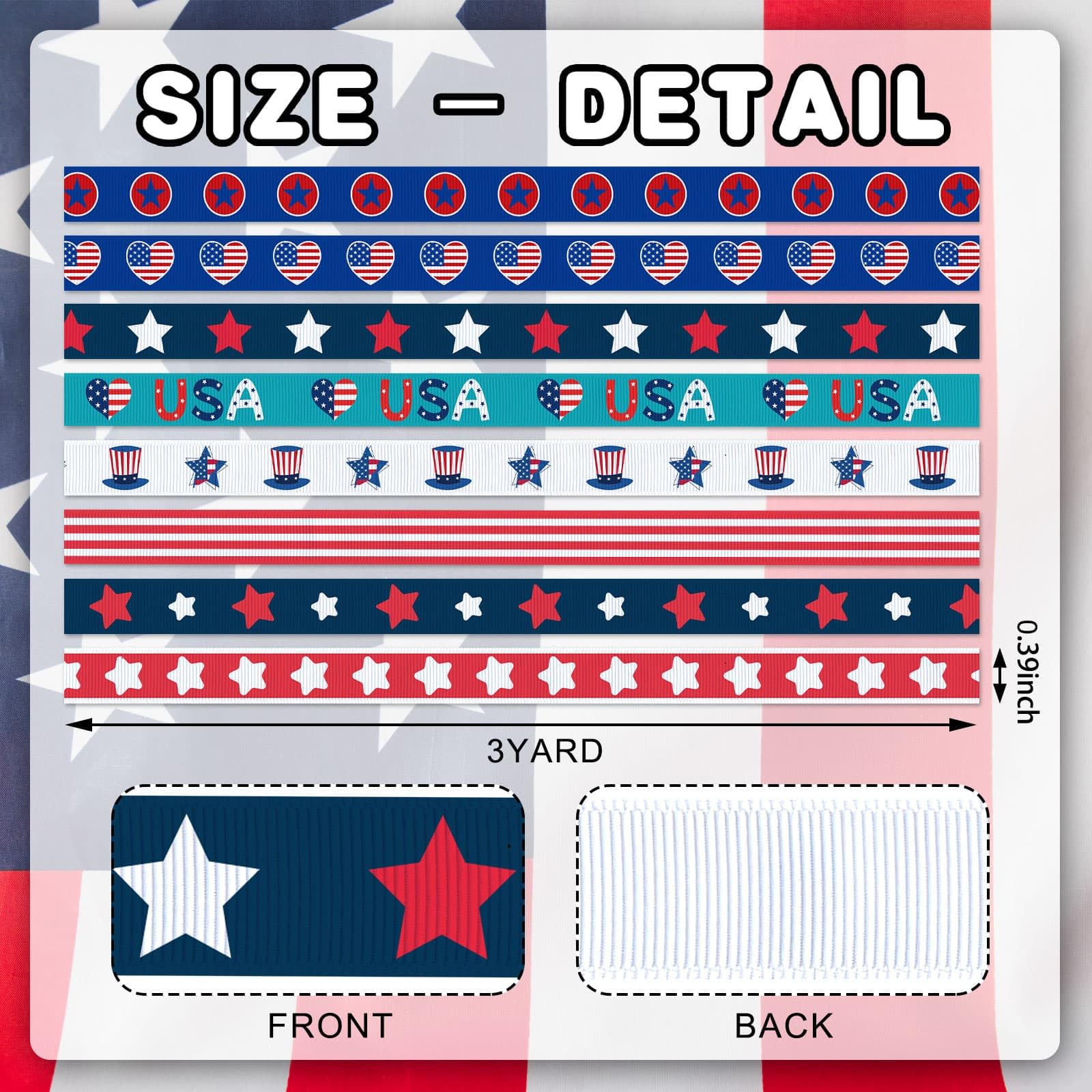 Grosgrain Ribbon Manufacturer - Patriotic Grosgrain Ribbon for Crafts & Wreaths - Image 3