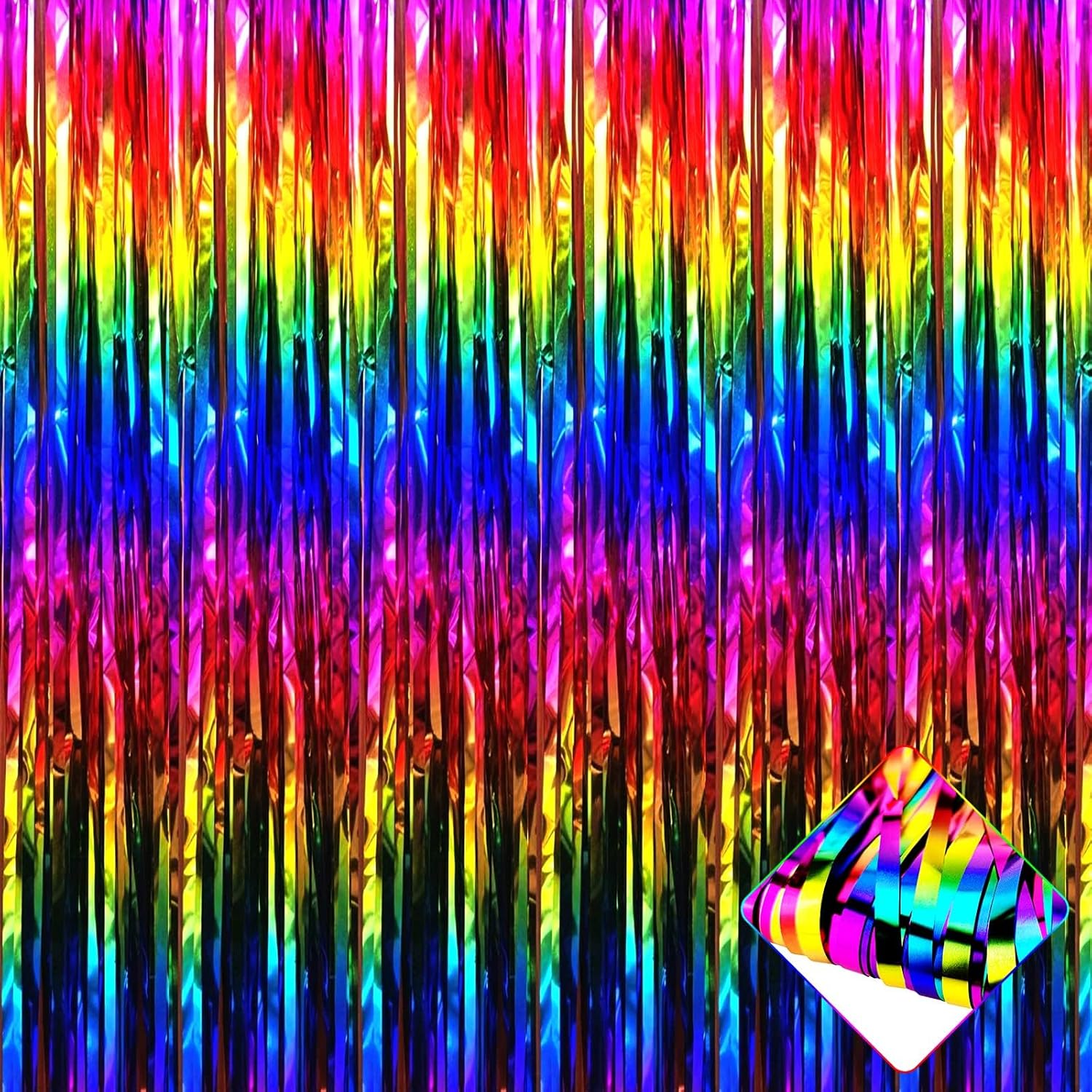 Rainbow Foil Fringe Curtain