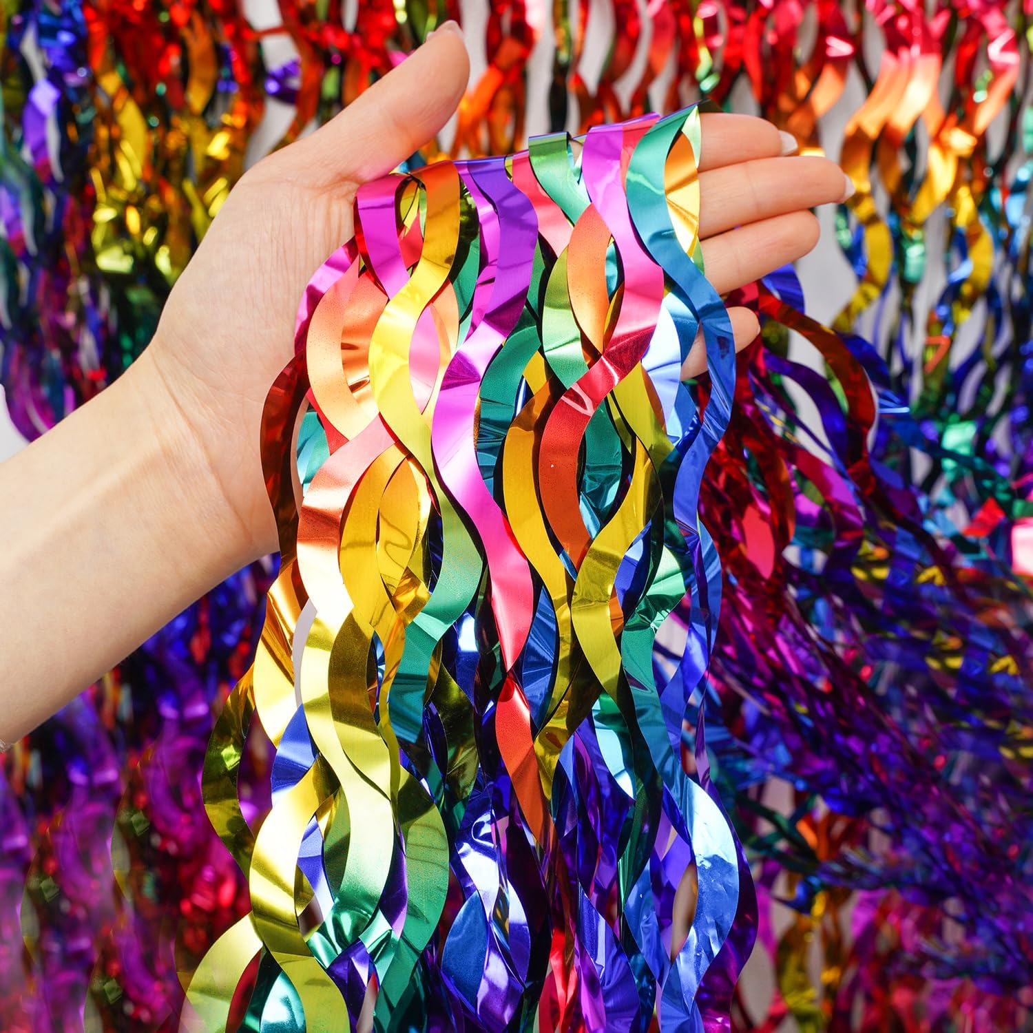 Rainbow Foil Fringe Curtain