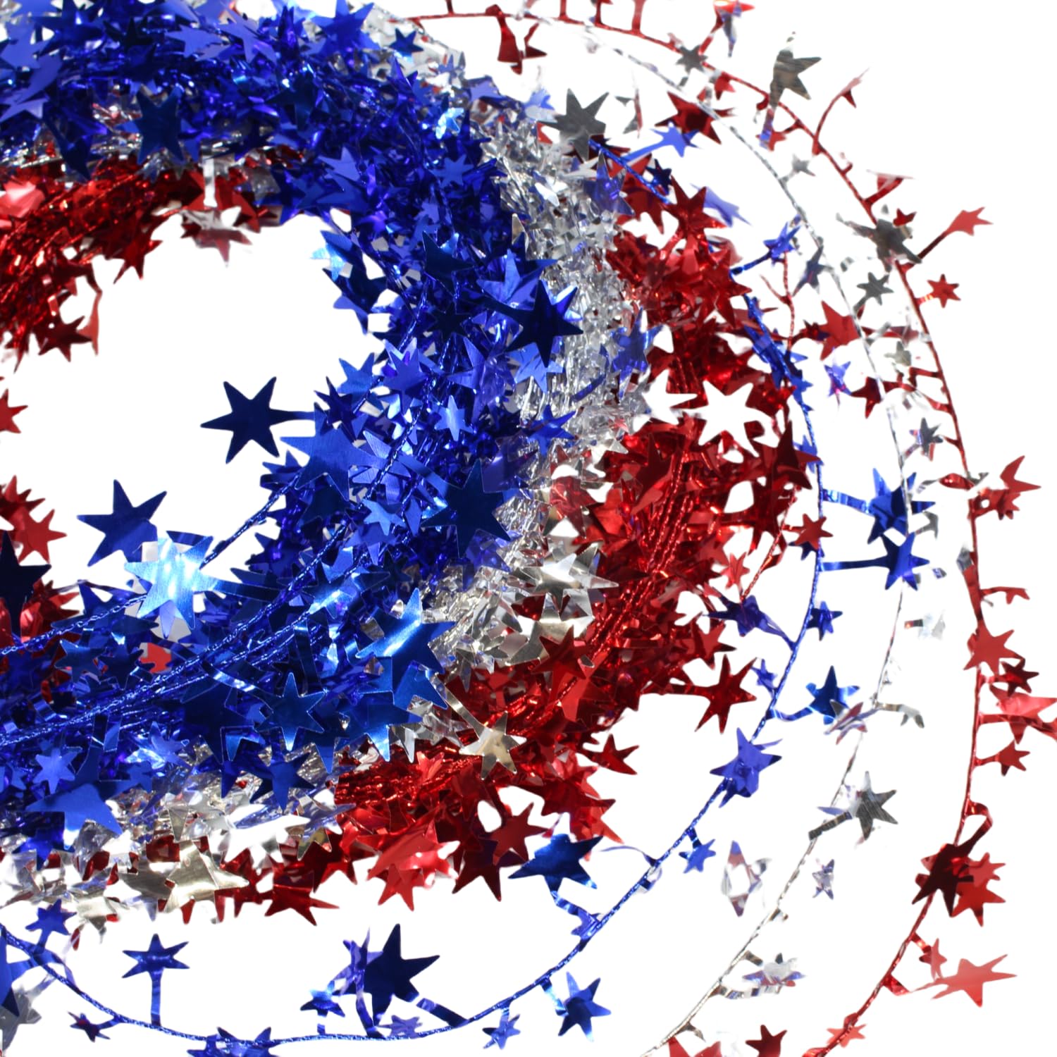Custom Tinsel Garland Supplier - Patriotic Chunky Glitter for 4th of July Garland