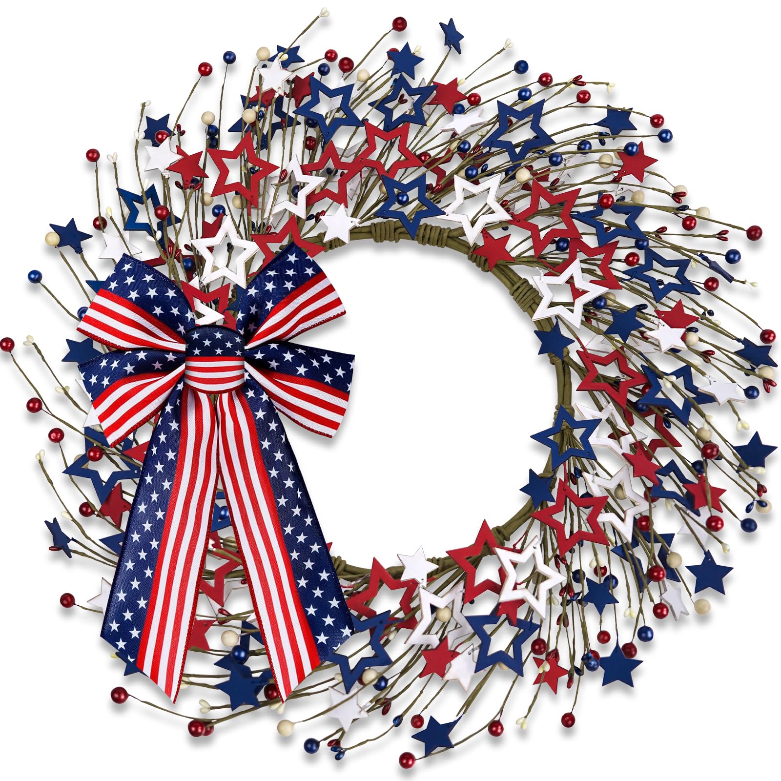 Custom Wreath Supplier - 4th of July Patriotic Berry Flag Wreath