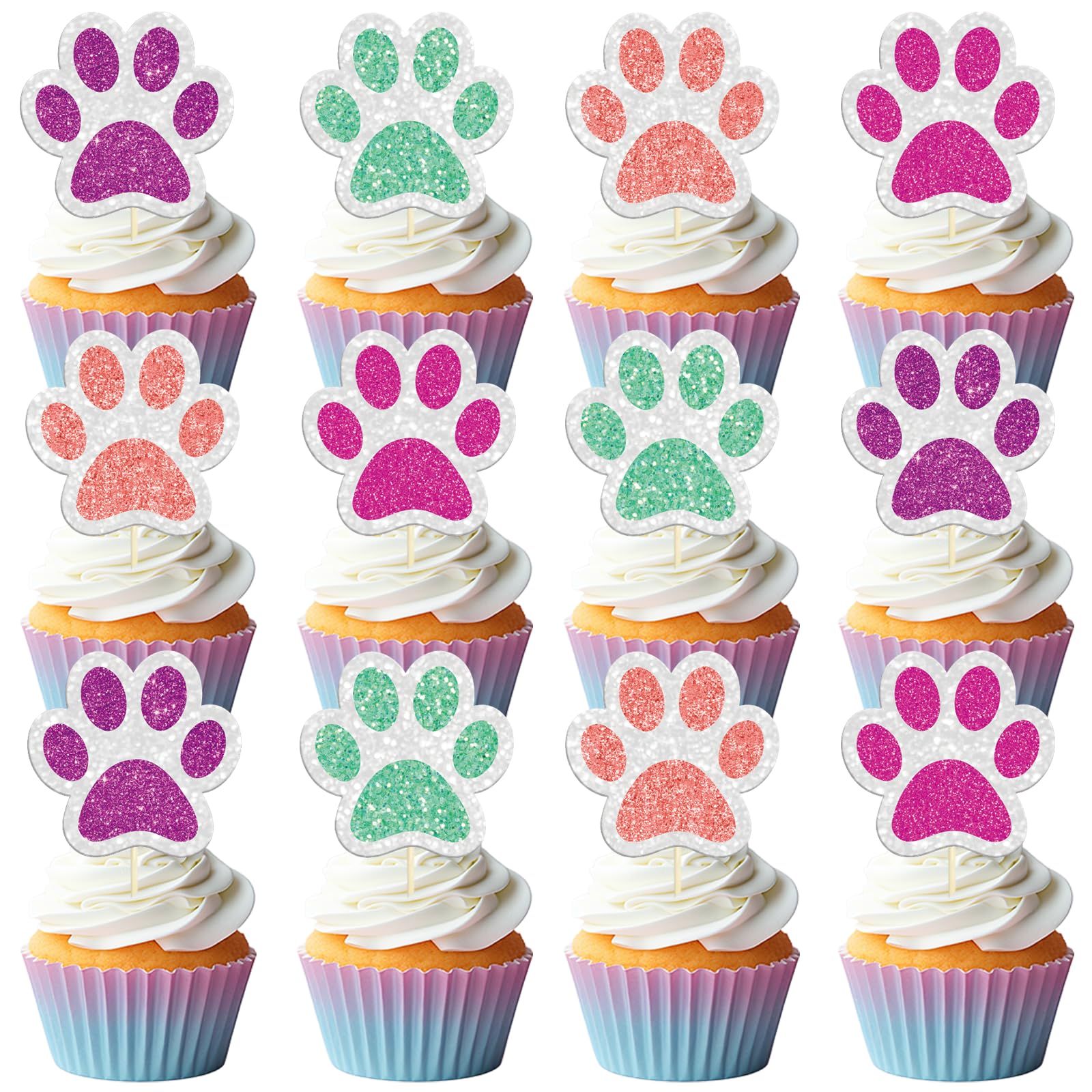 Cupcake Toppers Manufacturer Wholesale Glitter Pet Paw Cake Decorations