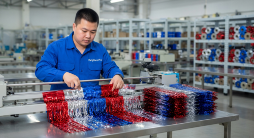 metallic table skirt Manufacturing Process 1