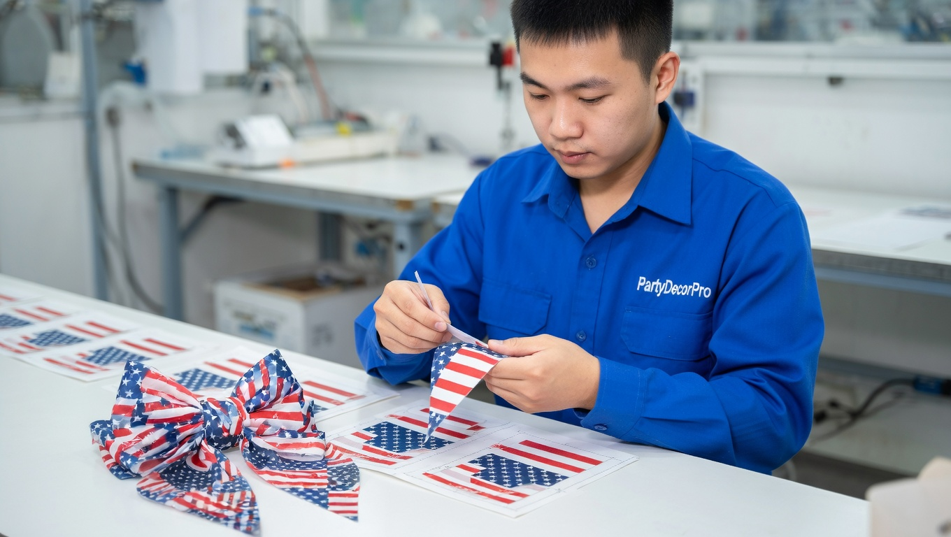 white and blue headband Manufacturing Process 