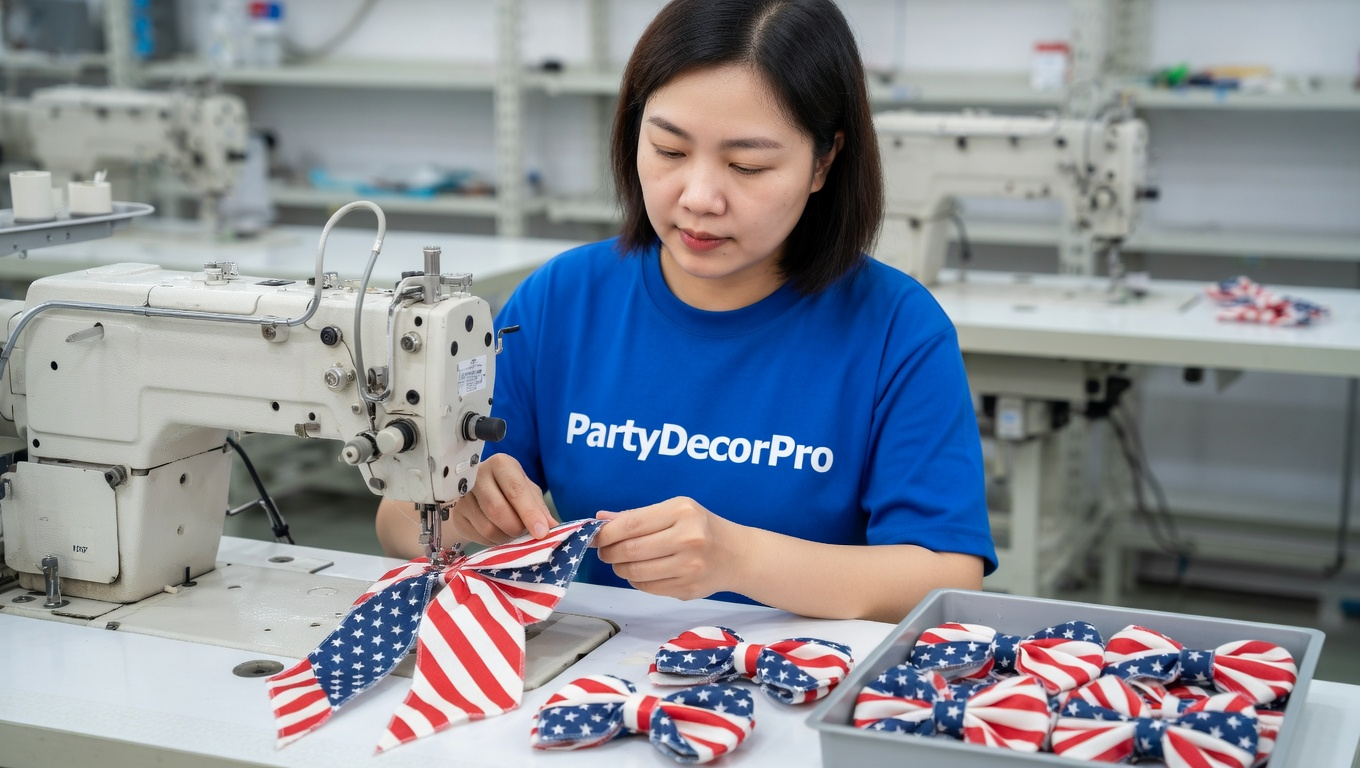 white and blue headband Manufacturing Process 