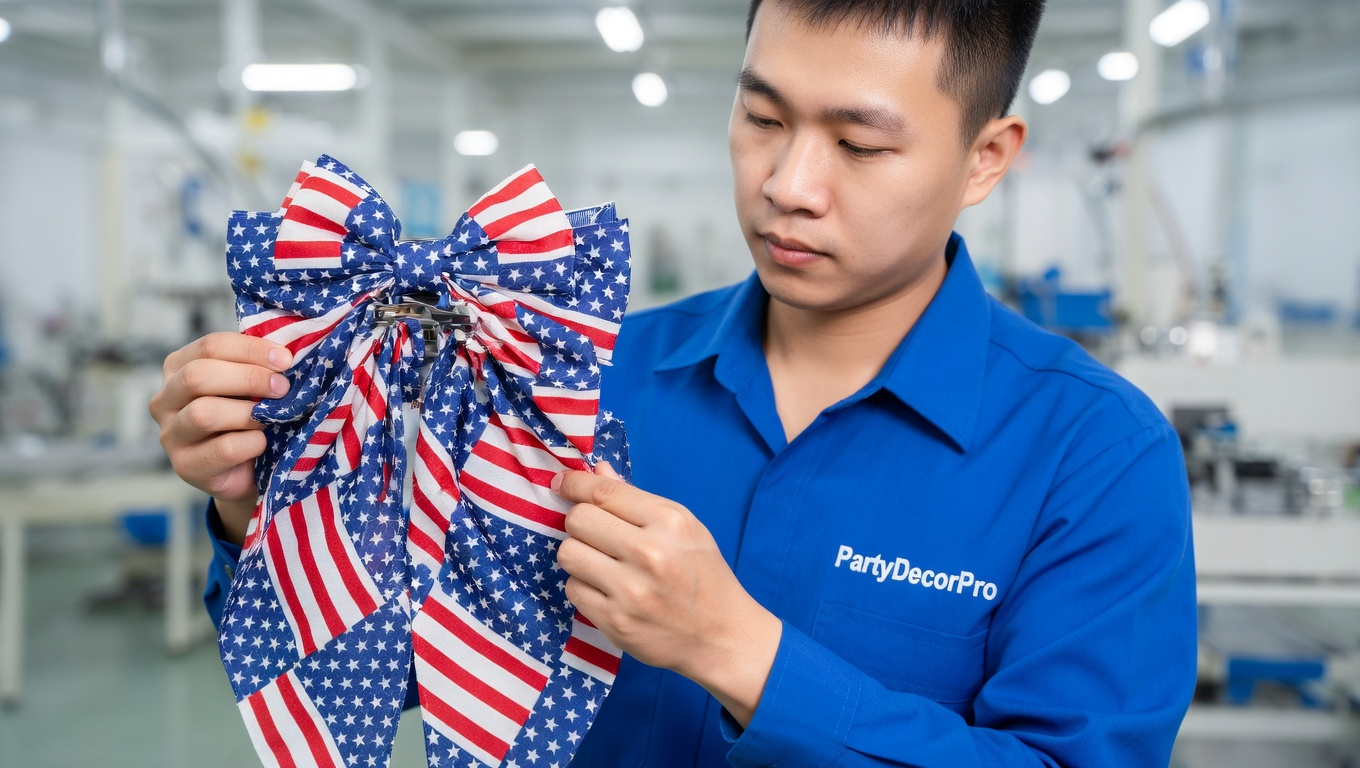 white and blue headband Manufacturing Process 