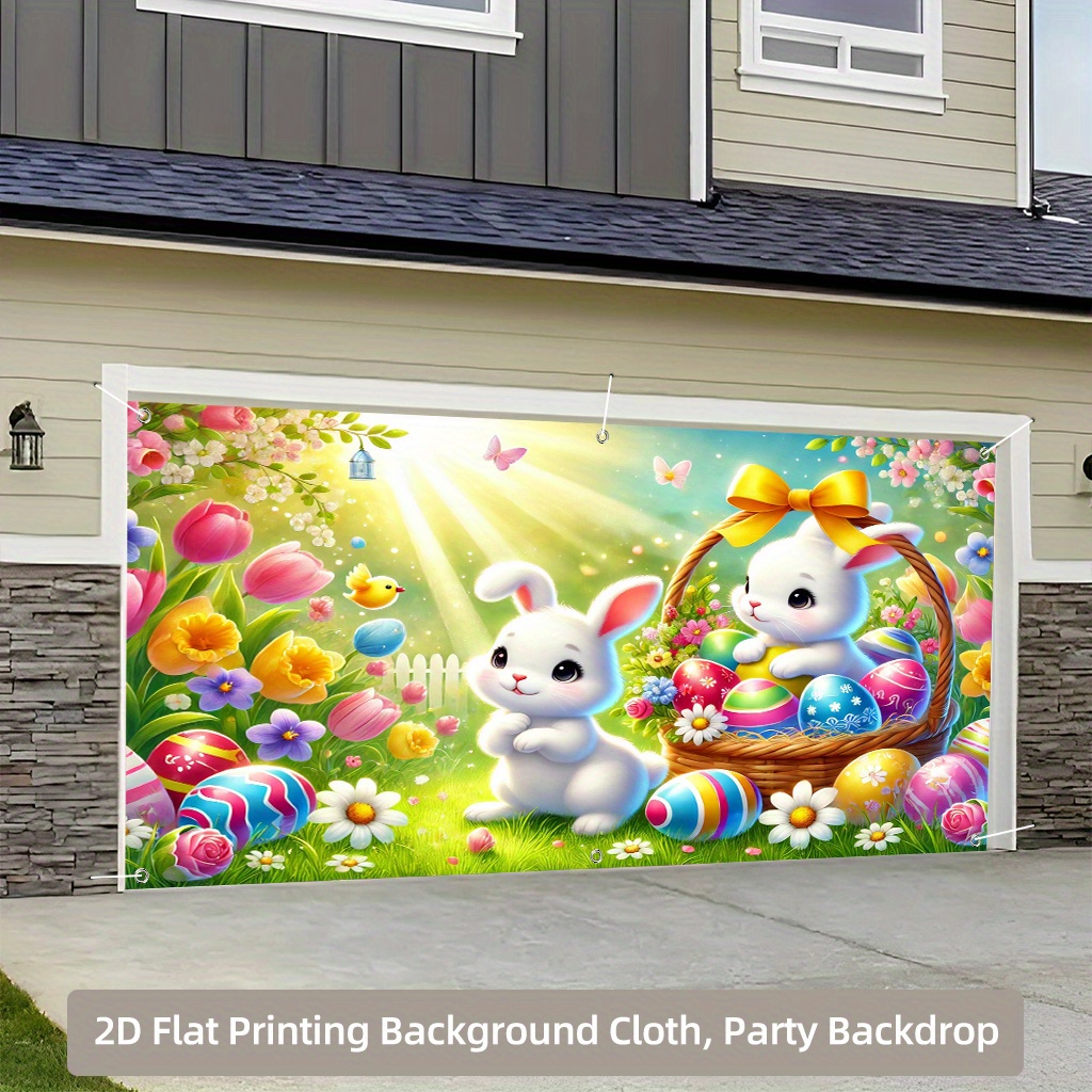 Custom Party Backdrop - Easter Bunny & Eggs Spring Banner