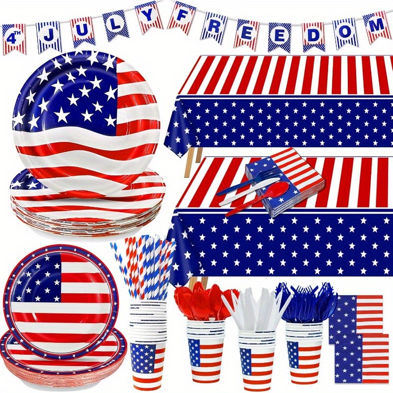 Disposable Patriotic Tableware Supplier - 4th of July Party Plates and Napkins Set