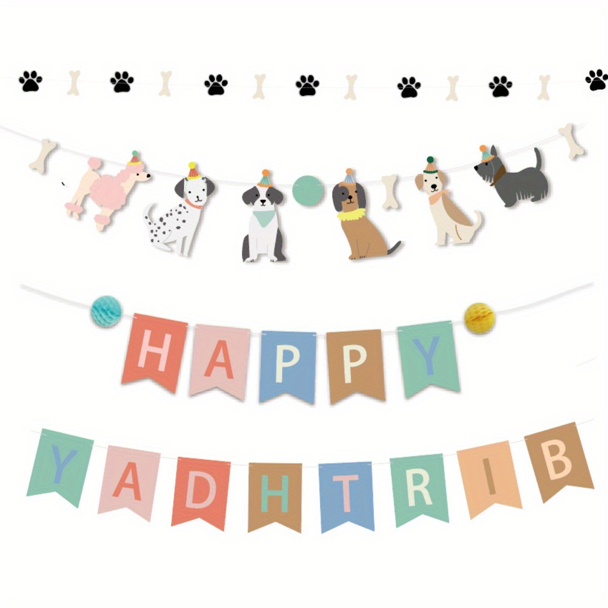 OEM Dog Birthday Banner Wholesale Supplier - Cute Puppy Happy Birthday Party Garland - Image 3