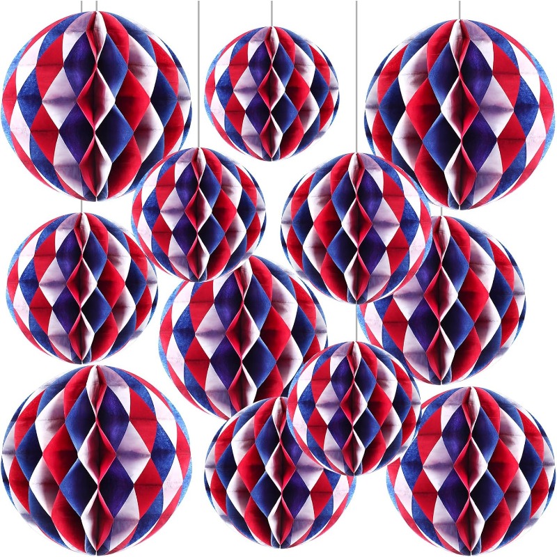 Honeycomb Ball Decorations Wholesale - Patriotic 4th of July Hanging Balls - Image 4