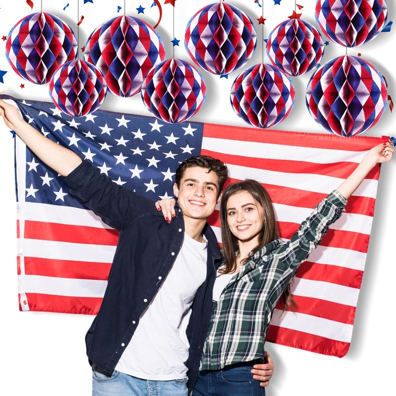 Honeycomb Ball Decorations Wholesale - Patriotic 4th of July Hanging Balls - Image 5