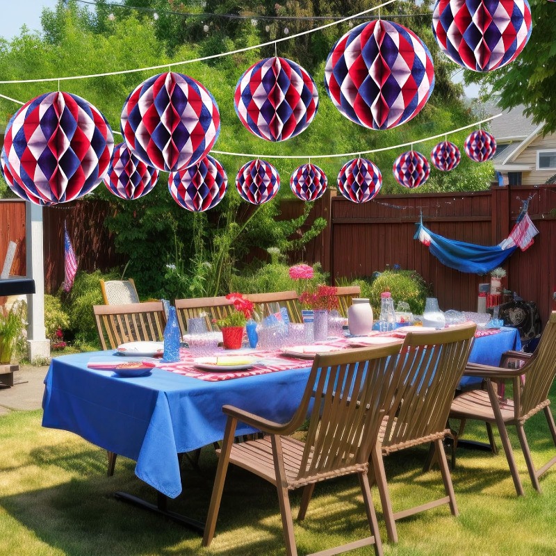 Honeycomb Ball Decorations Wholesale - Patriotic 4th of July Hanging Balls - Image 6