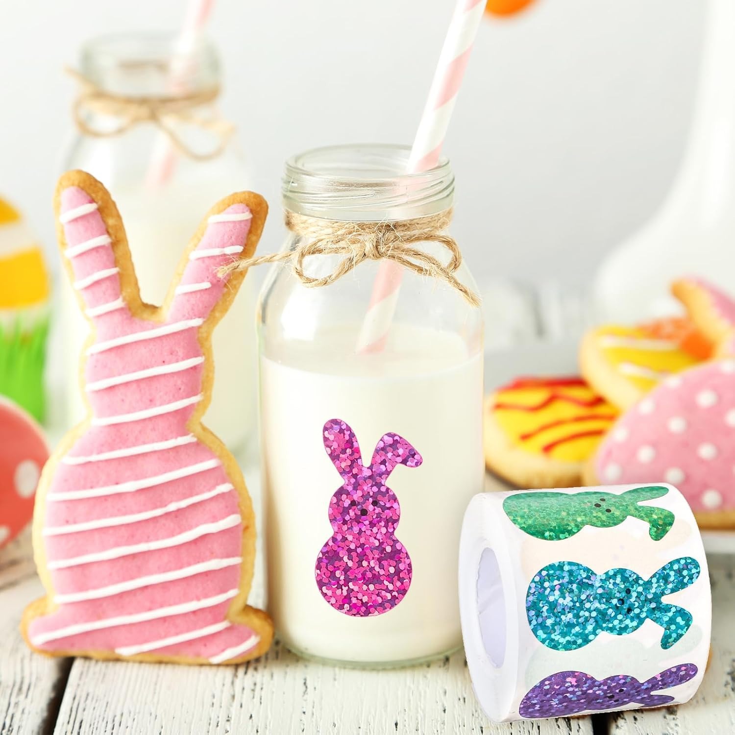 Custom Glitter Stickers Manufacturer - Easter Bunny Glitter Roll Stickers - Image 5