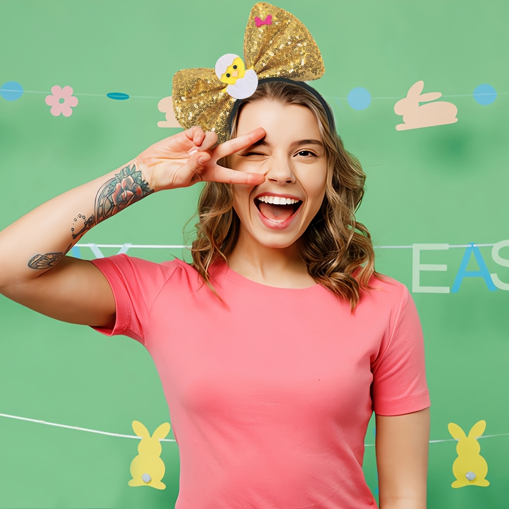 Headband Manufacturer - Easter Sequin Bow Headbands for Party Wholesale - Image 4