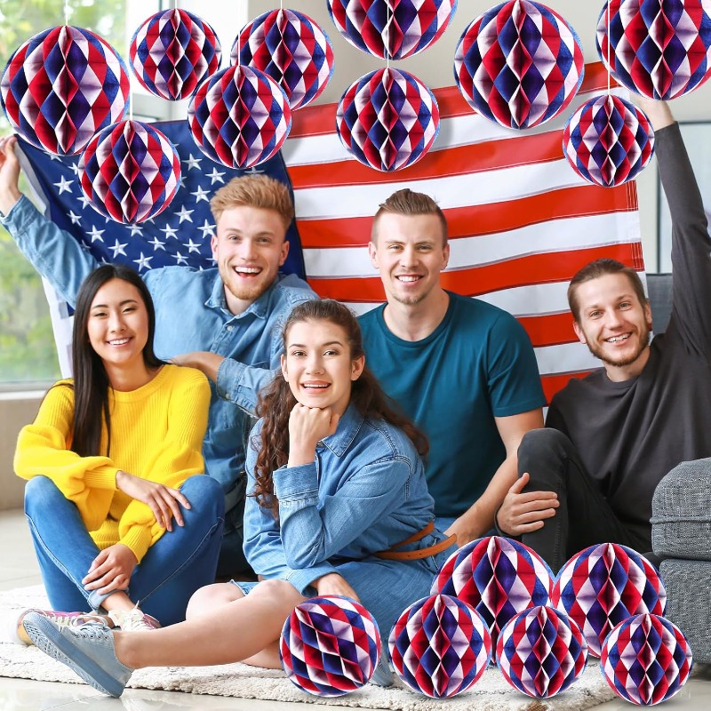 Honeycomb Ball Decorations Wholesale - Patriotic 4th of July Hanging Balls - Image 7