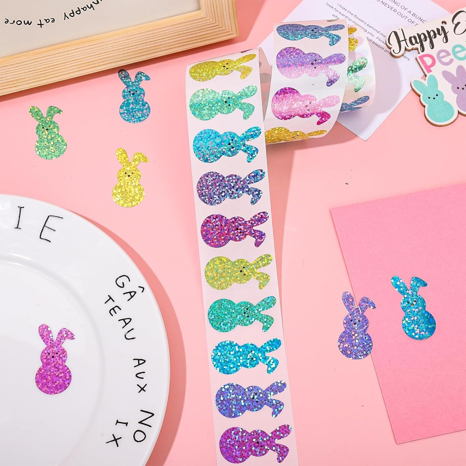 Custom Glitter Stickers Manufacturer - Easter Bunny Glitter Roll Stickers - Image 7