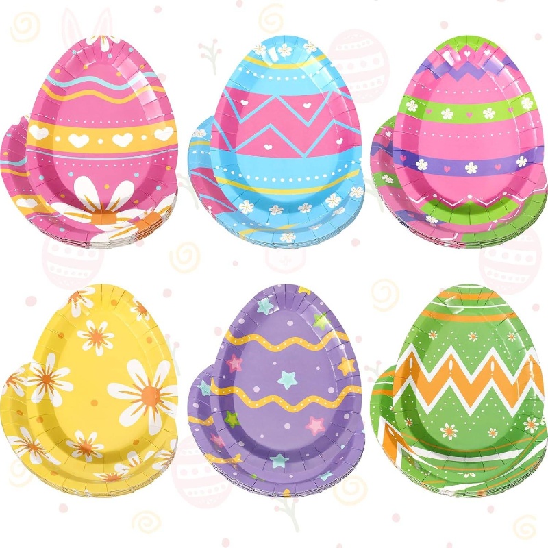 Wholesale Party Plates Factory - Easter Egg Heart-Shaped Disposable Paper Plates