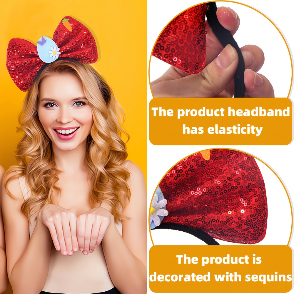 Headband Manufacturer - Easter Sequin Bow Headbands for Party Wholesale - Image 6