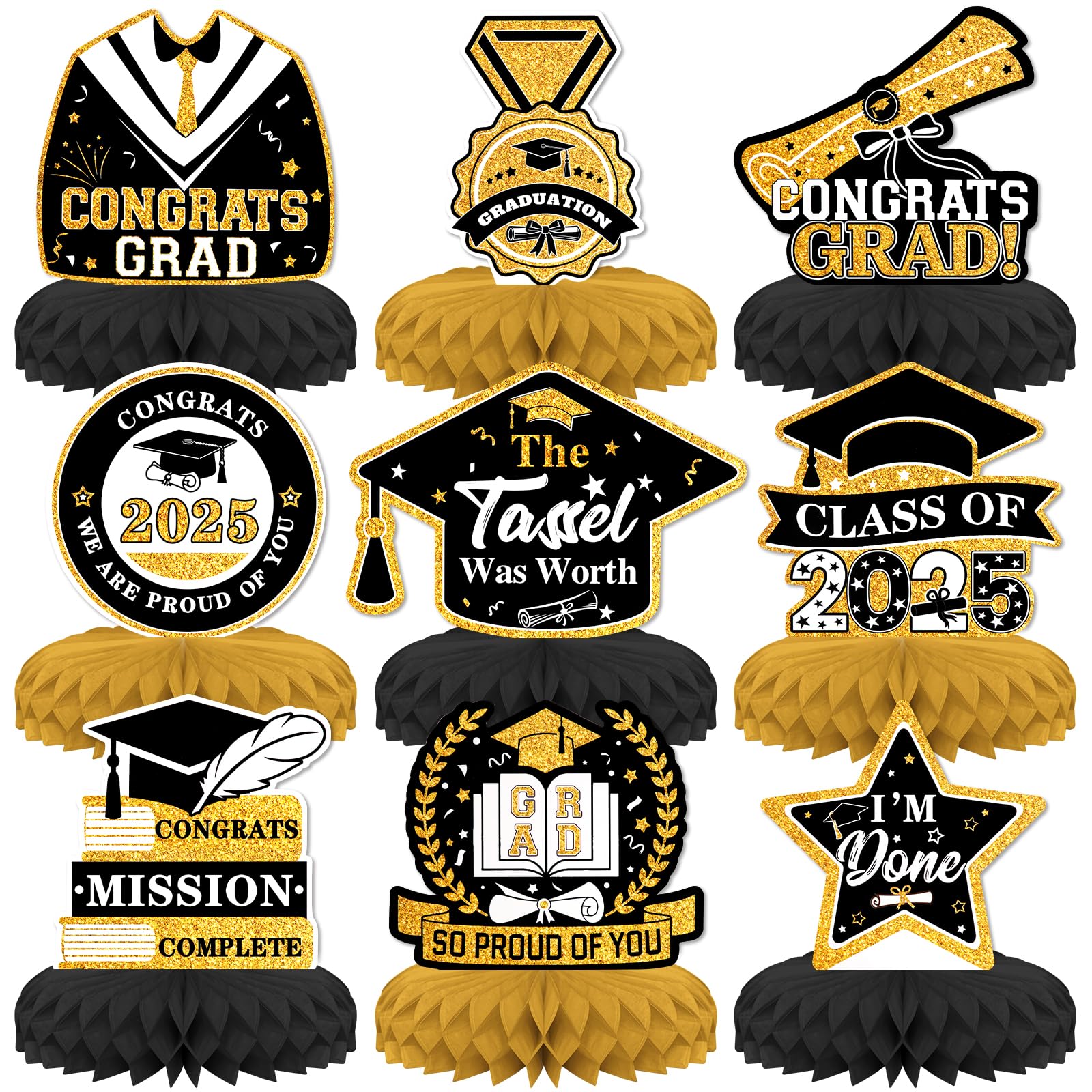 B2B OEM Graduation Party Decorations: Honeycomb Table Centerpieces for Custom Events