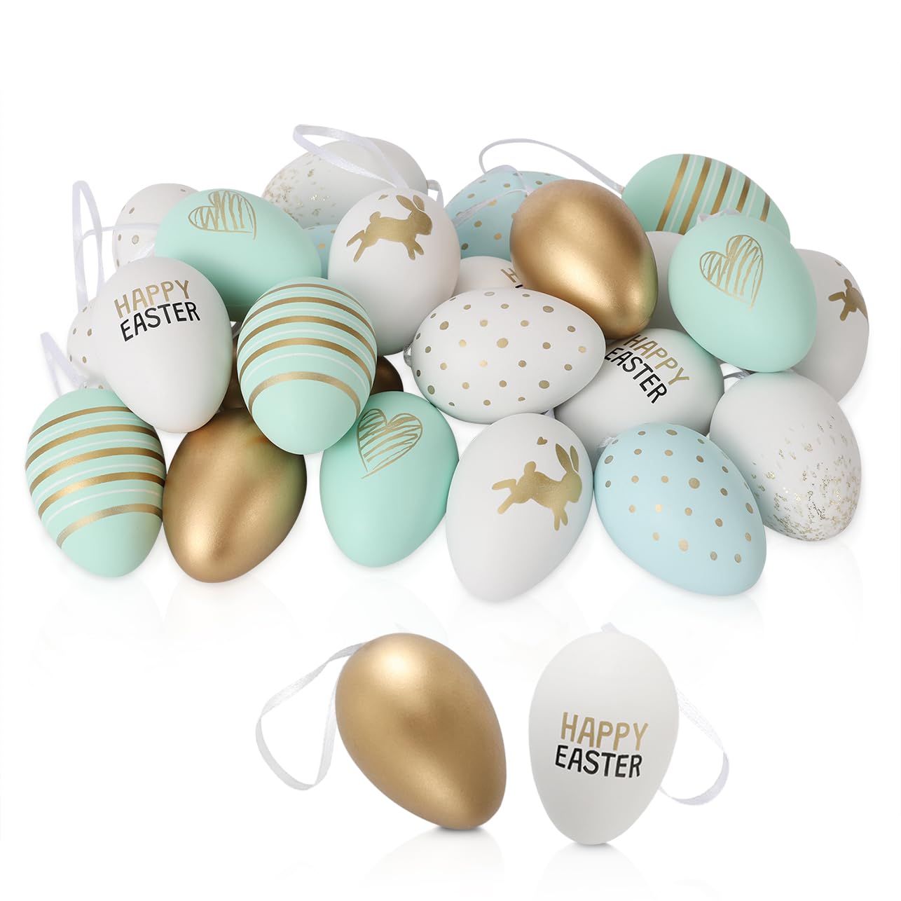 Easter egg decorations factory - Charming Golden Pastel Hanging Easter Eggs