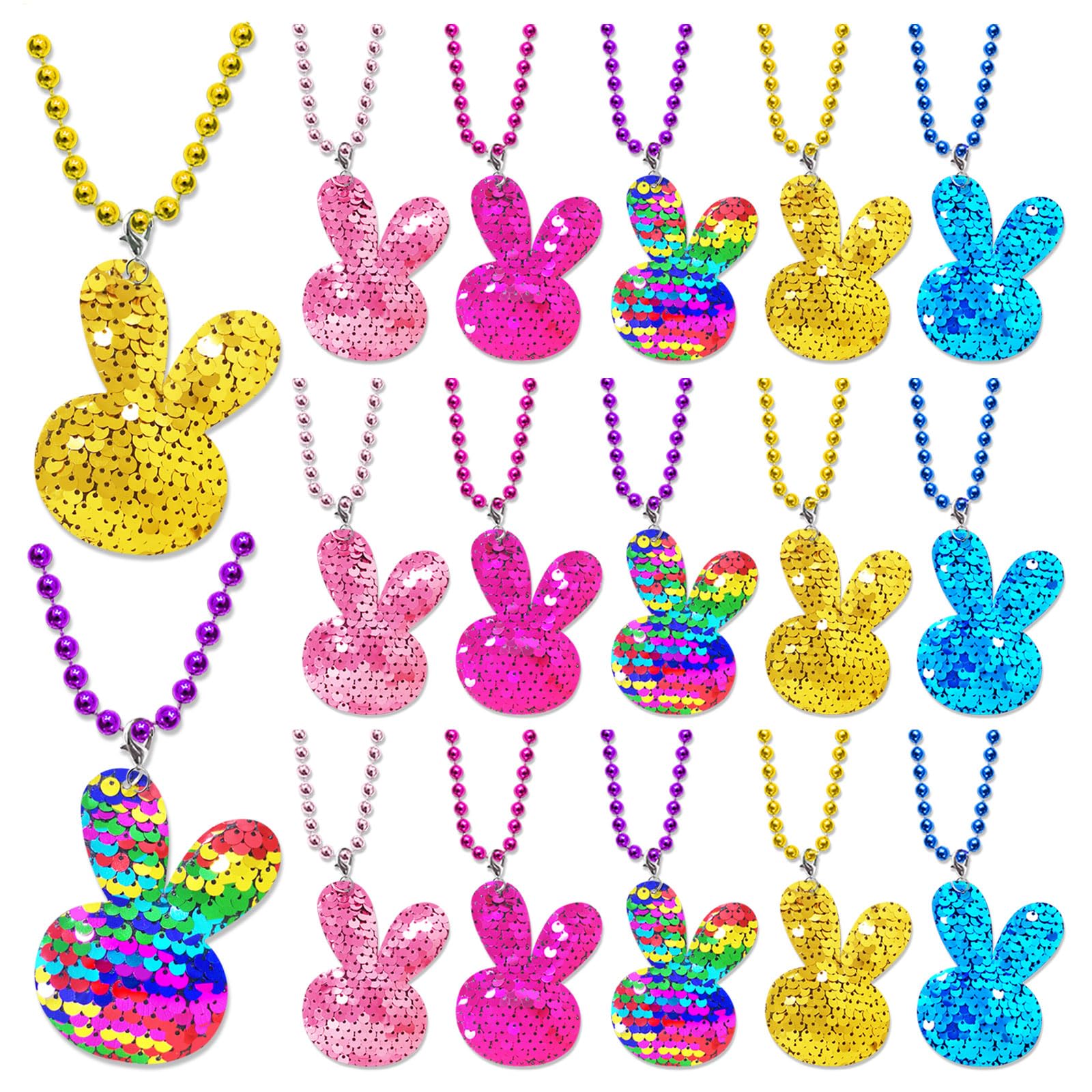 Custom Sequin Necklace - Reversible Easter Bunny Party Favors