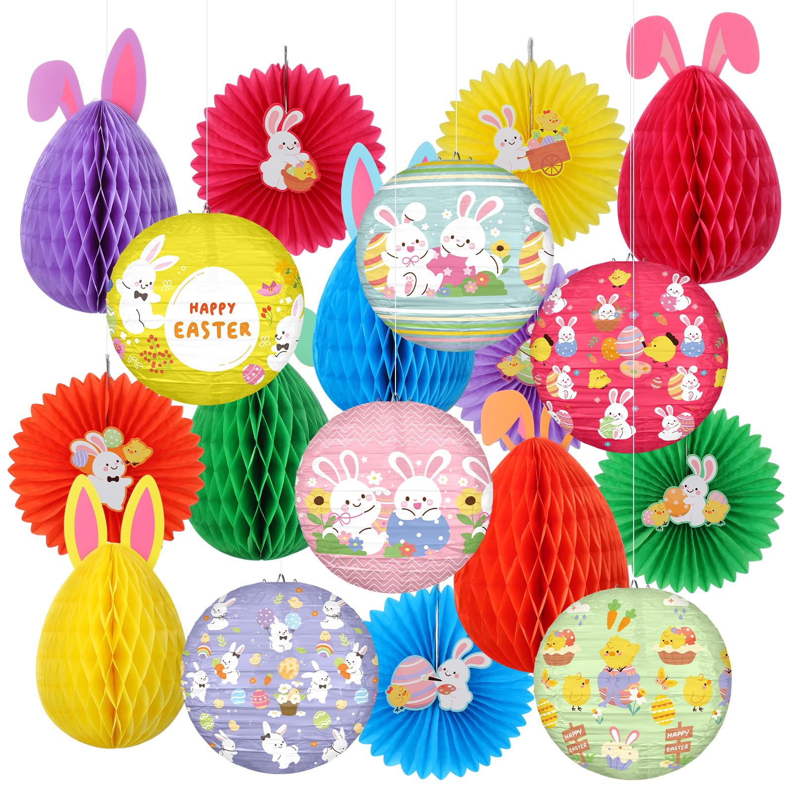 Honeycomb Decorations Factory - Easter Hanging Paper Lanterns Set
