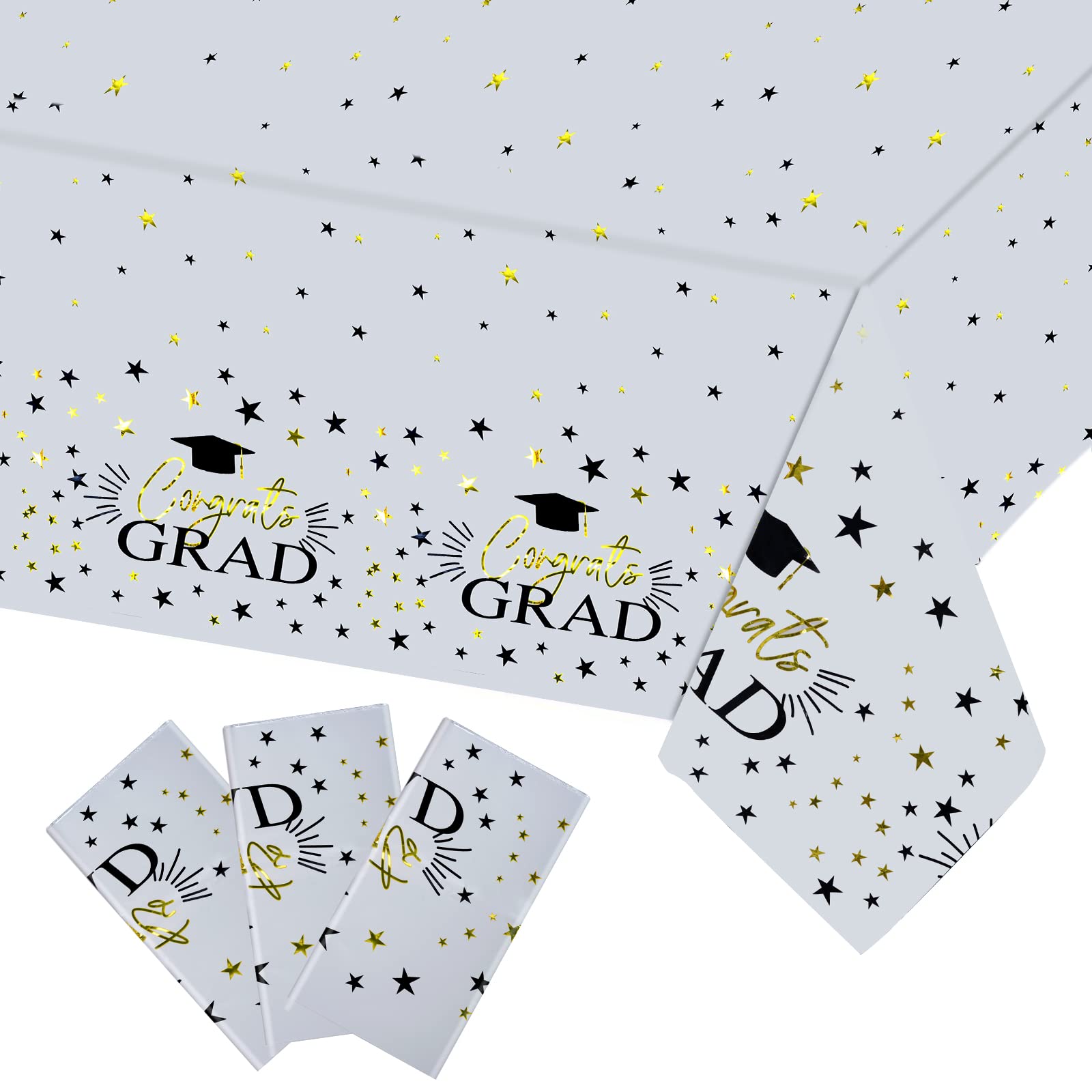 Wholesale Custom Graduation Tablecloths - Disposable Congrats Grad Plastic Table Covers