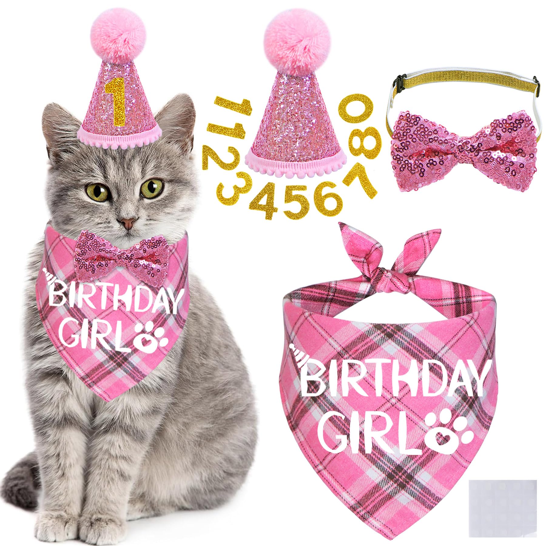 Pet Birthday Hat Wholesale Custom Cat Birthday Party Set With Hat Bandana Bow Tie
