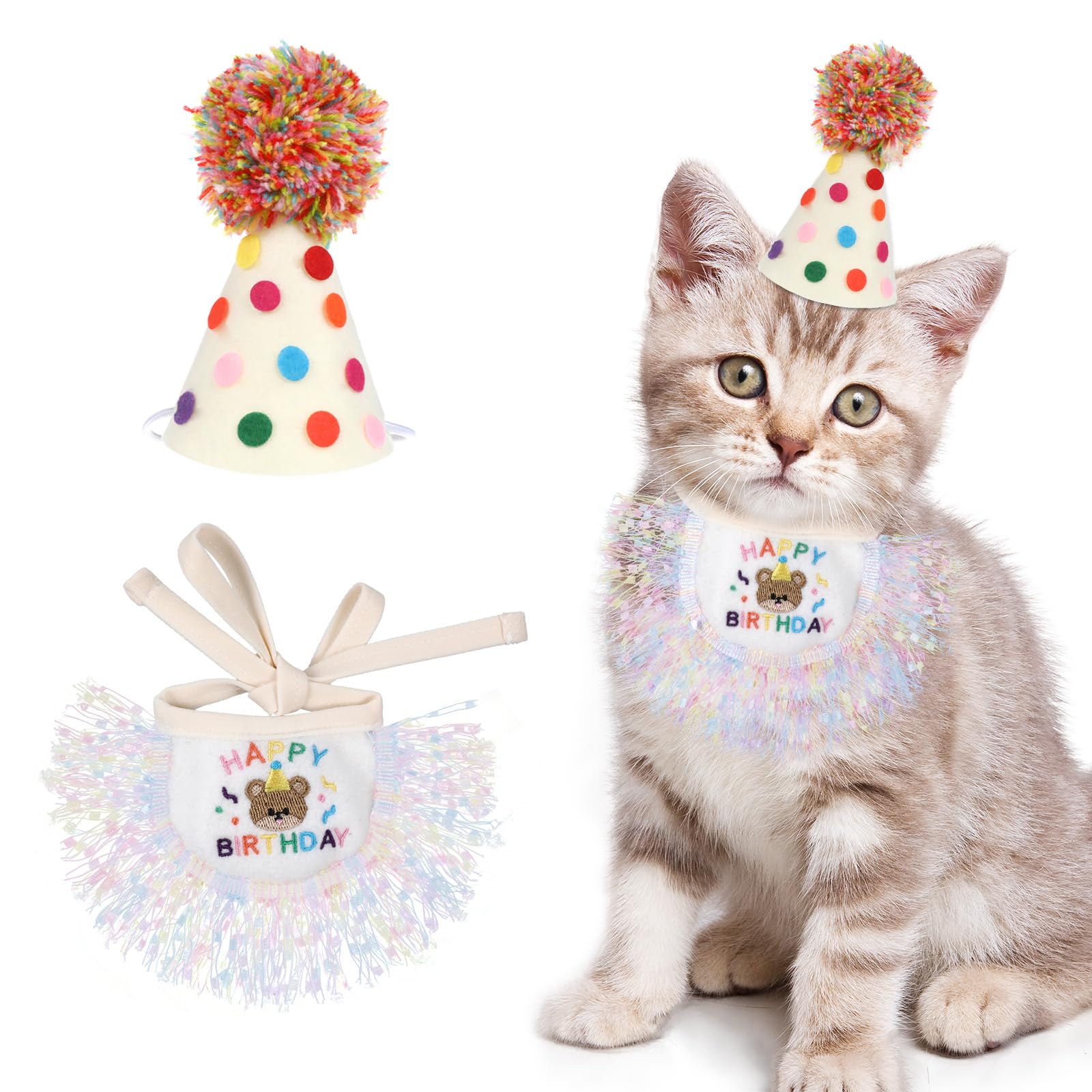 Pet birthday hat wholesale Cute Pet Birthday Hat and Lace Bandana Set