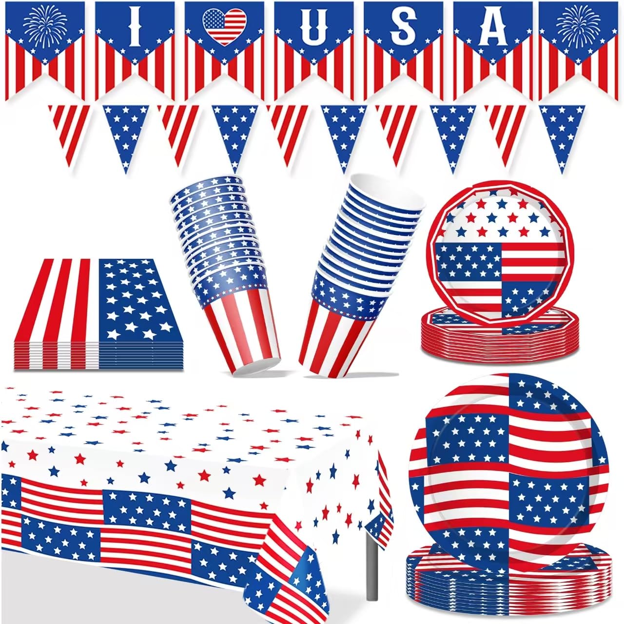 Custom Disposable Tableware Manufacturer - 4th of July Patriotic Party Set