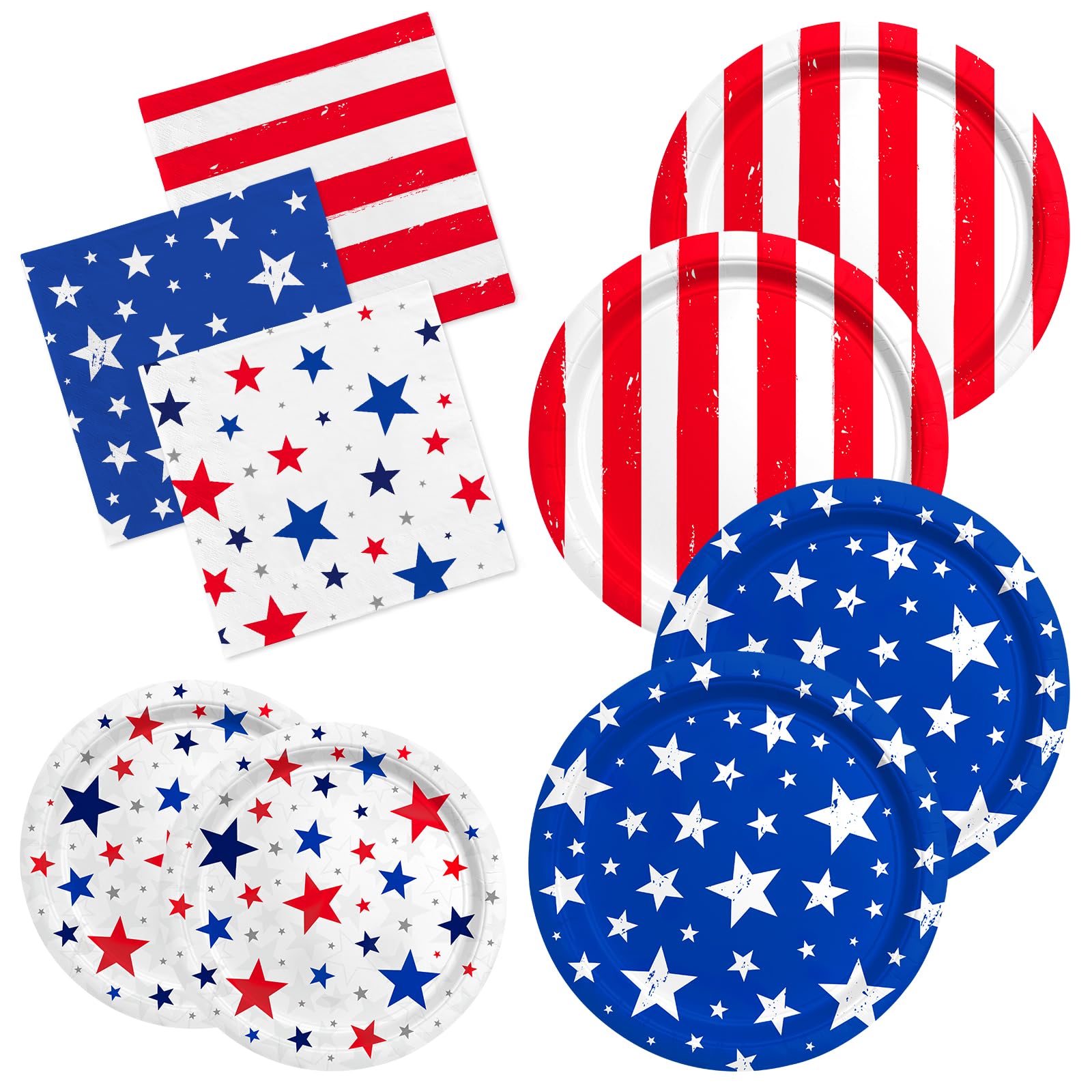 Custom Paper Plates Supplier- American Flag Disposable Party Plates & Napkins Set